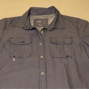 Cabela's women’s Navy Checkered Shirt, short sleeve cooling style,new with tags
